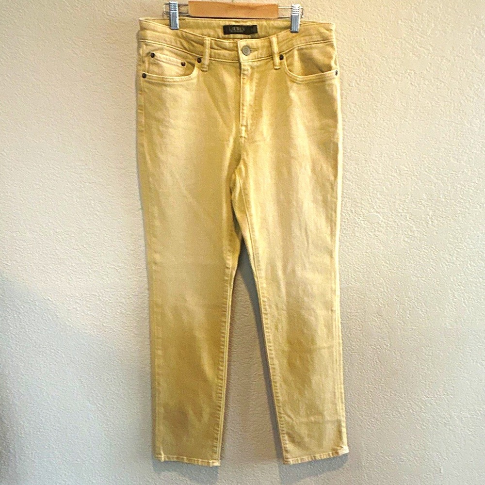 Lauren Ralph Lauren Women's Straight Leg Beige Denim Jeans 5-Pocket, Size 8